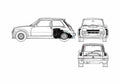 Blueprint Renault 5 GT Turbo Hatchback 1986 A4 Photo Print