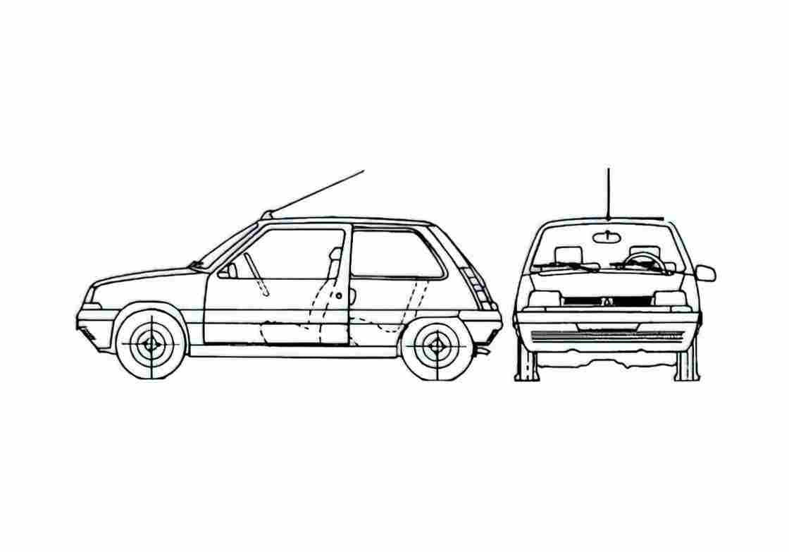 Blueprint Renault 5 Supercinq 3 door Hatchback 1989 A4 Photo Print