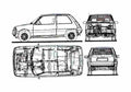 Blueprint Renault 5 Supercinq Hatchback 1987 A4 Photo Print