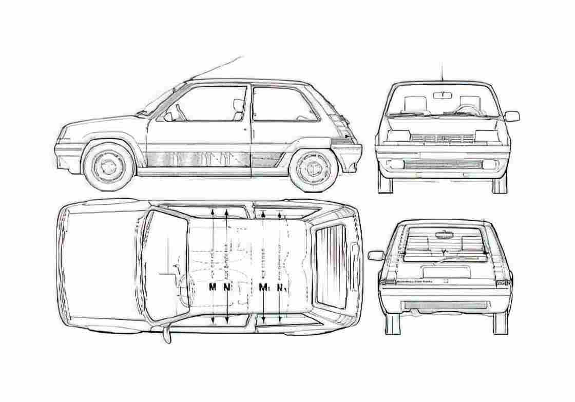 Blueprint Renault 5 Supercinq Turbo Hatchback 1987 A4 Photo Print