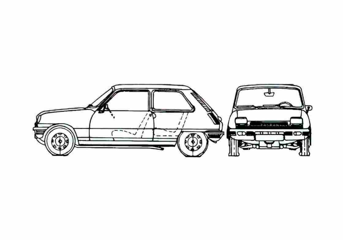Blueprint Renault 5 TL 3 door Hatchback 1972 A4 Photo Print