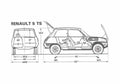 Blueprint Renault 5 TS Hatchback 1965 A4 Photo Print