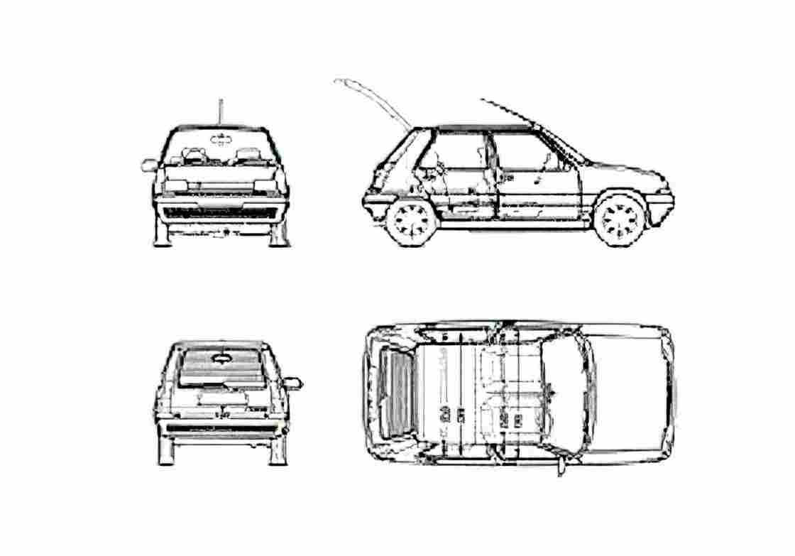 Blueprint Renault 5 TS Supercinq Hatchback 1988 A4 Photo Print