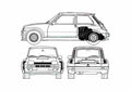 Blueprint Renault 5 Turbo Hatchback 1978 A4 Photo Print