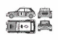 Blueprint Renault 5 Turbo Rally Hatchback 1966 A4 Photo Print