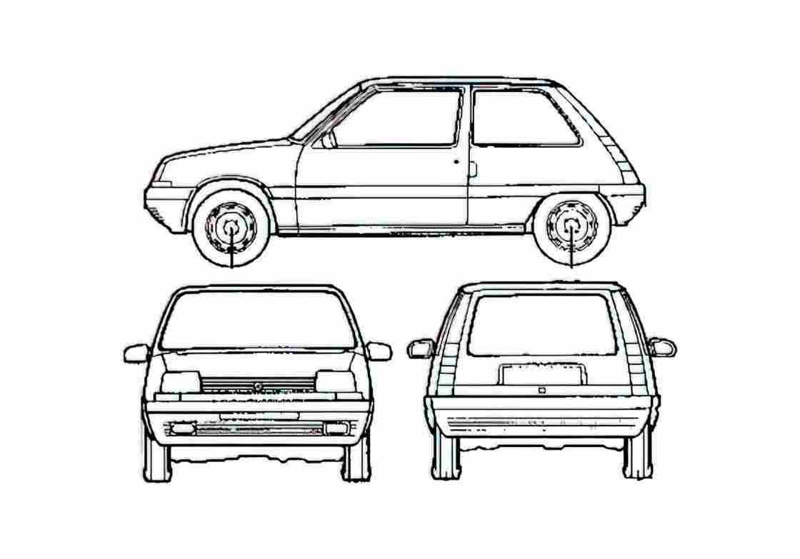 Blueprint Renault 5 supercinq 3 door Hatchback 1986 A4 Photo Print