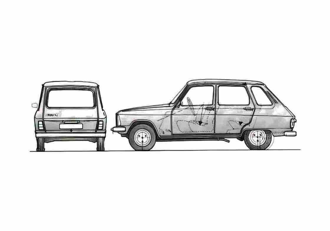 Blueprint Renault 6 Hatchback 1977 A4 Photo Print