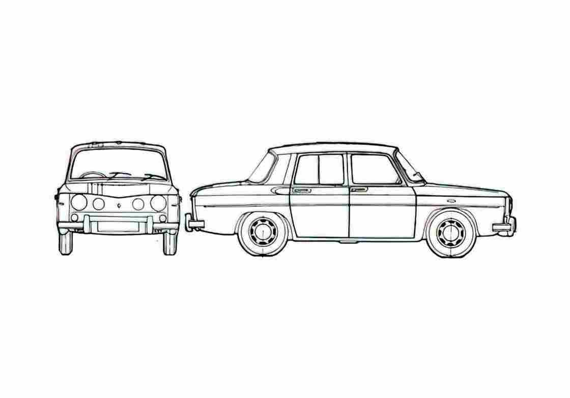 Blueprint Renault 8 Gordini Sedan 1966 A4 Photo Print
