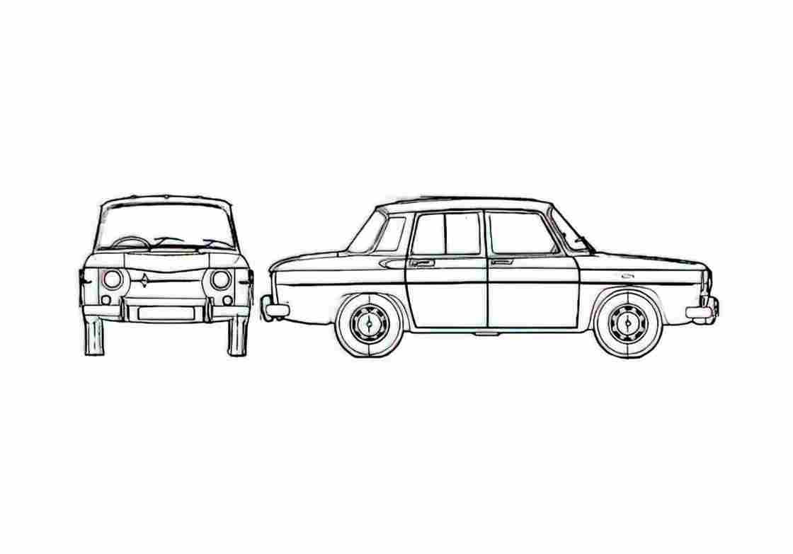 Blueprint Renault 8 Sedan 1968 A4 Photo Print