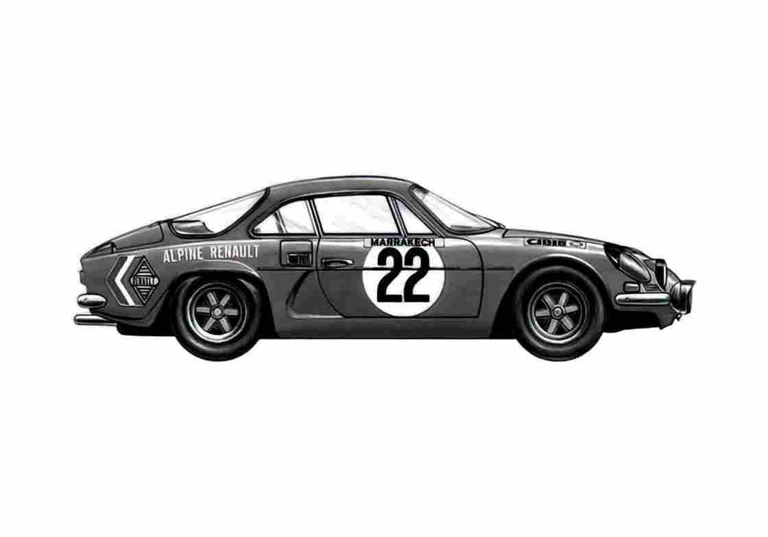 Blueprint Renault Alpine 1600S Rallye Coupe 1971 A4 Photo Print