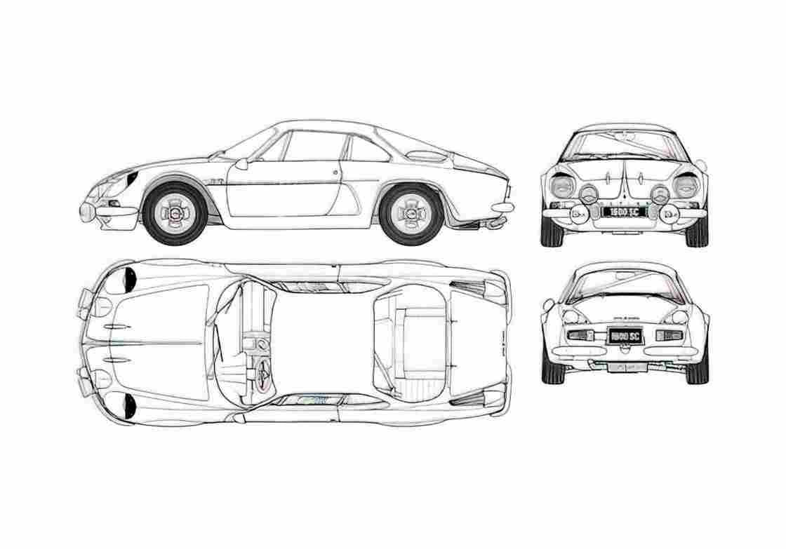 Blueprint Renault Alpine A110 1600 SC Coupe 1973 A4 Photo Print