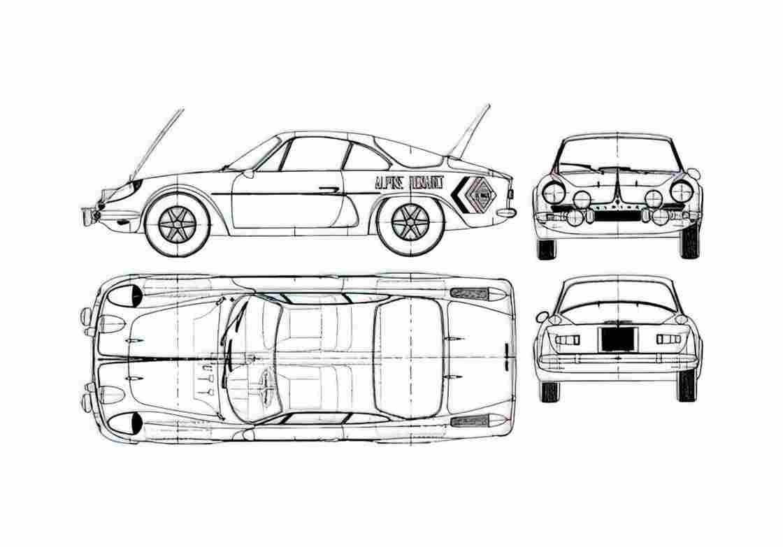 Blueprint Renault Alpine A110 Coupe 1960 A4 Photo Print
