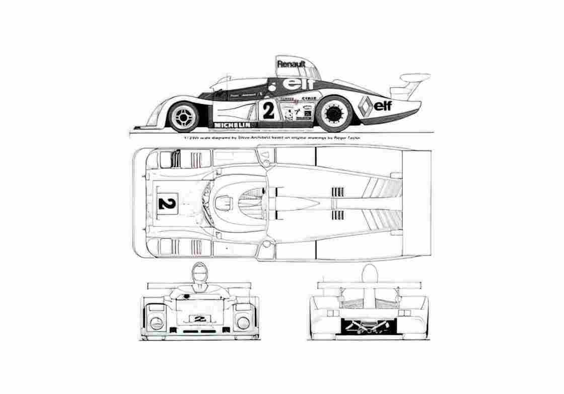 Blueprint Renault Alpine A442B OW 1960 A4 Photo Print