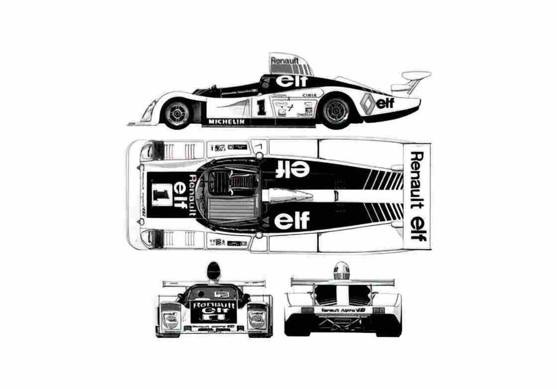 Blueprint Renault Alpine A443 Le Mans OW 1978 A4 Photo Print