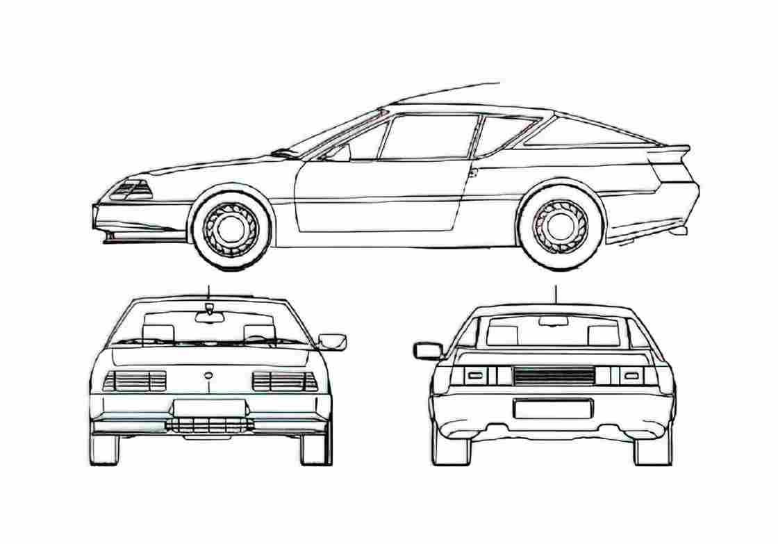 Blueprint Renault Alpine GTA Coupe 1985 A4 Photo Print
