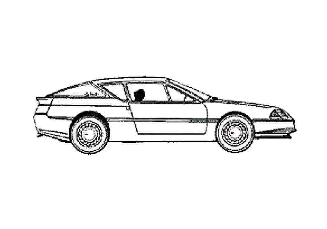 Blueprint Renault Alpine GTA Turbo Coupe 1988 A4 Photo Print