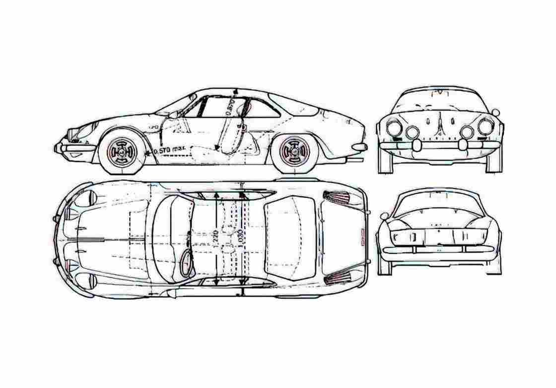Blueprint Renault Apine A110 Berlinette Coupe 1976 A4 Photo Print