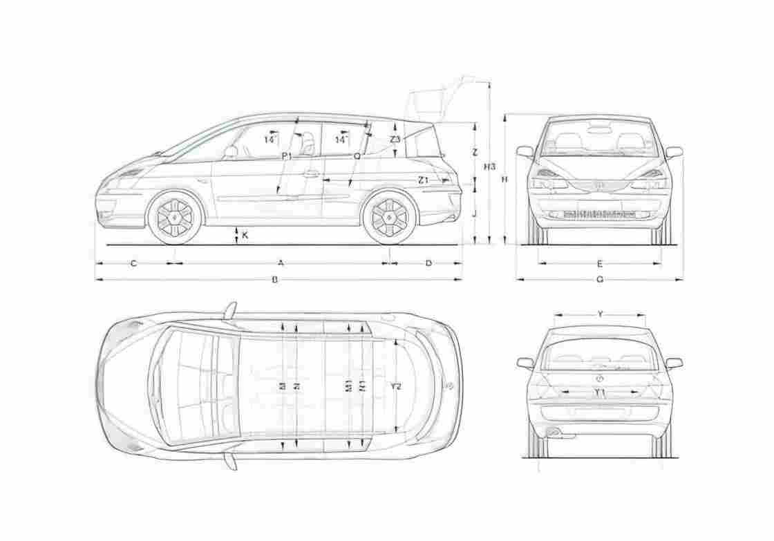 Blueprint Renault Avantime Minivan 2001 A4 Photo Print