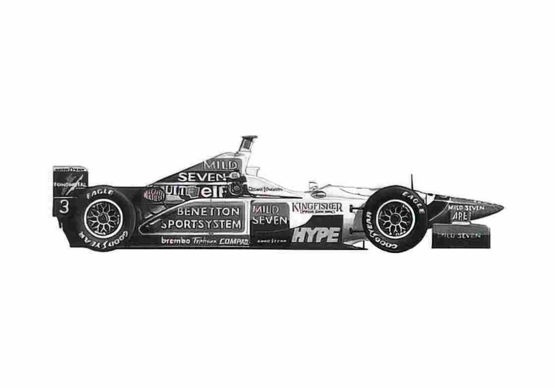 Blueprint Renault Benetton B196 F1 OW 1996 A4 Photo Print