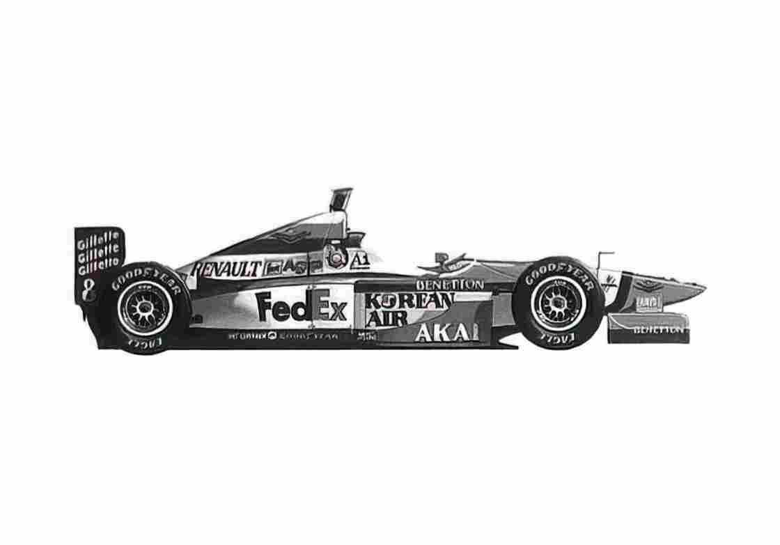 Blueprint Renault Benetton B197 F1 OW 1997 A4 Photo Print
