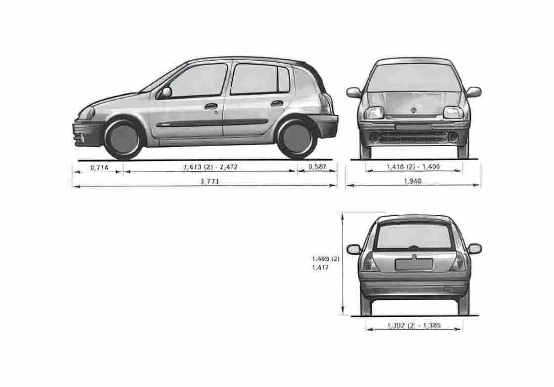 Blueprint Renault Clio Hatchback 2000 A4 Photo Print
