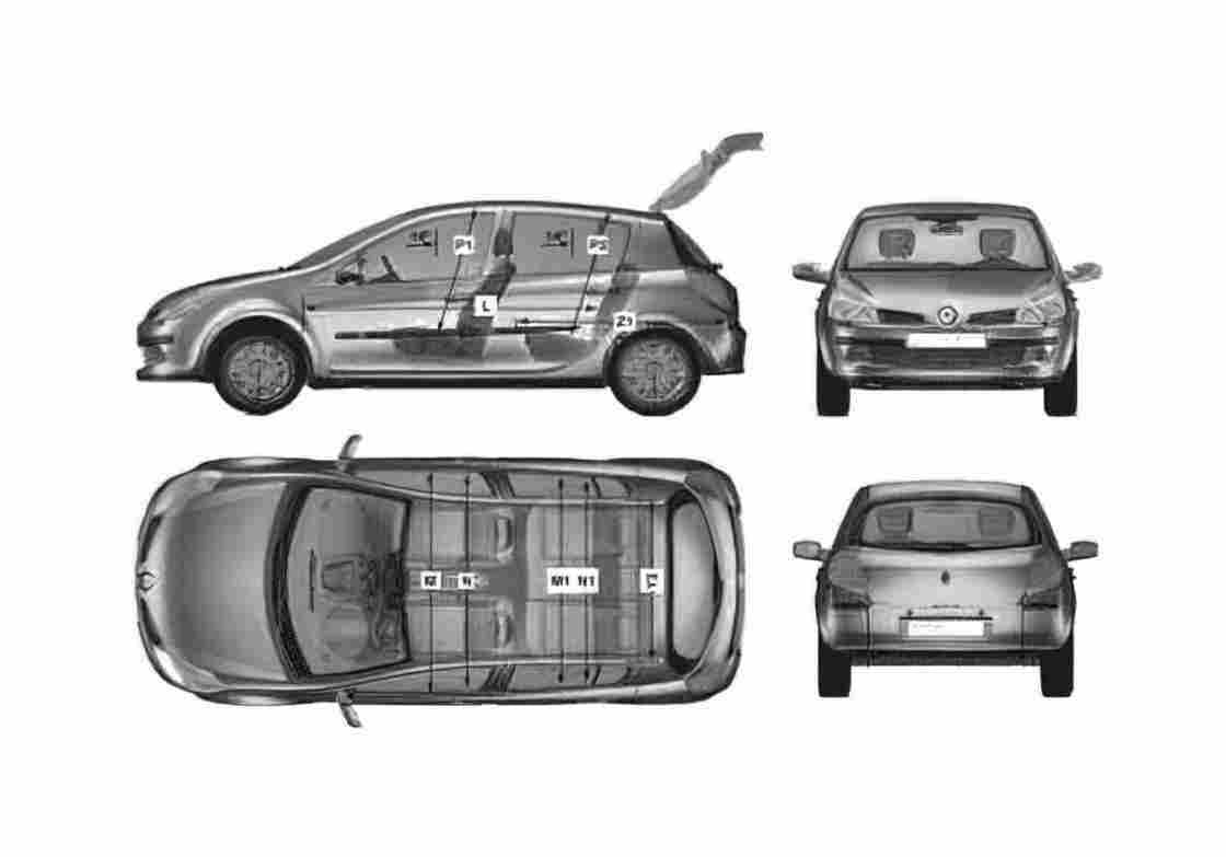 Blueprint Renault Clio Hatchback 2007 A4 Photo Print