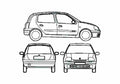Blueprint Renault Clio II 5 door Hatchback 2002 A4 Photo Print