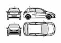 Blueprint Renault Clio III 3 door Hatchback 2007 A4 Photo Print