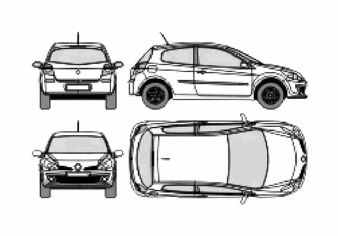 Blueprint Renault Clio III 3 door Hatchback 2007 A4 Photo Print