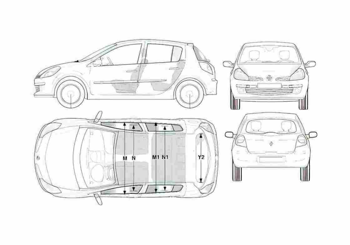 Blueprint Renault Clio III 5 door Hatchback 2006 A4 Photo Print