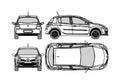 Blueprint Renault Clio III 5 door Hatchback 2007 A4 Photo Print