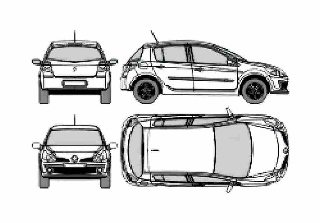 Blueprint Renault Clio III 5 door Hatchback 2007 A4 Photo Print