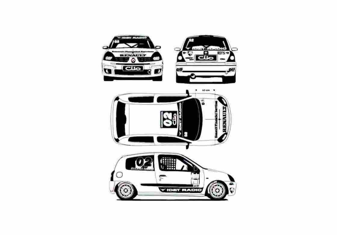 Blueprint Renault Clio Sport Hatchback 1994 A4 Photo Print