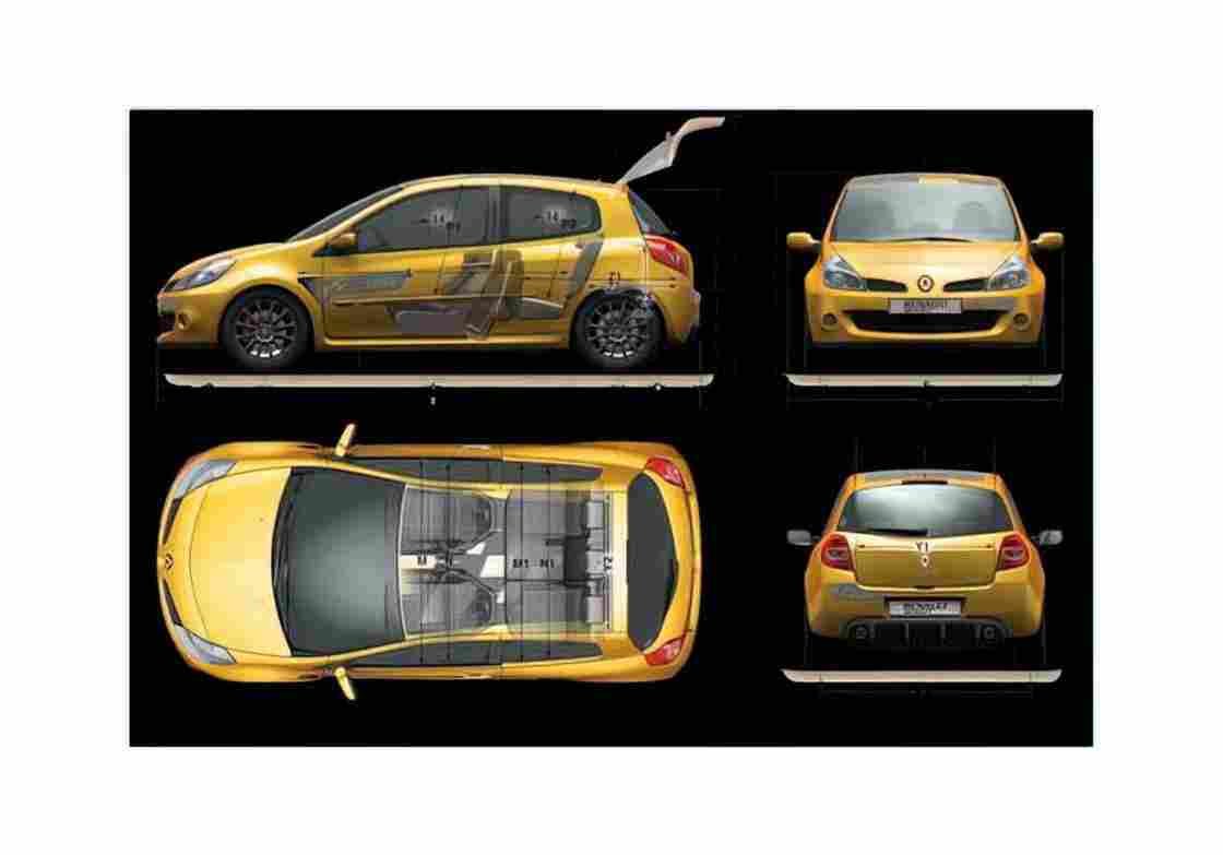 Blueprint Renault Clio Sport R27 Hatchback 2009 A4 Photo Print