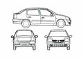Blueprint Renault Clio Symbol Sedan 1990 A4 Photo Print