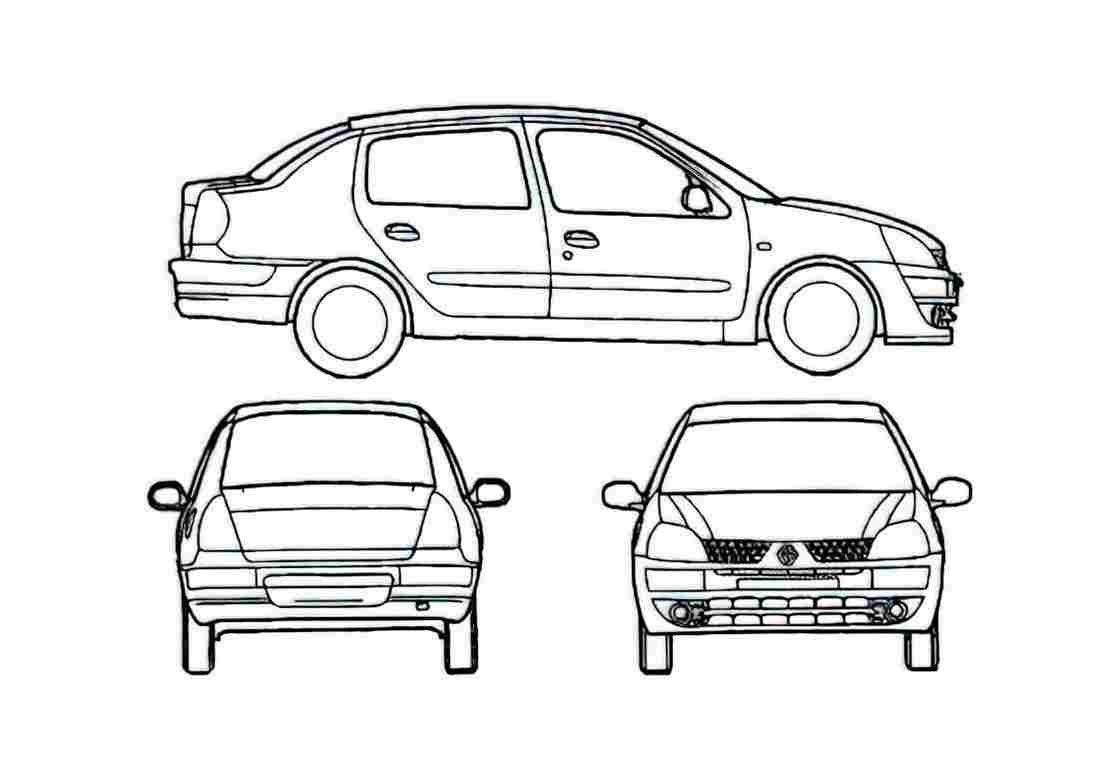 Blueprint Renault Clio Symbol Sedan 1990 A4 Photo Print