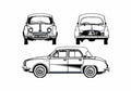 Blueprint Renault Dauphine Sedan 1955 A4 Photo Print