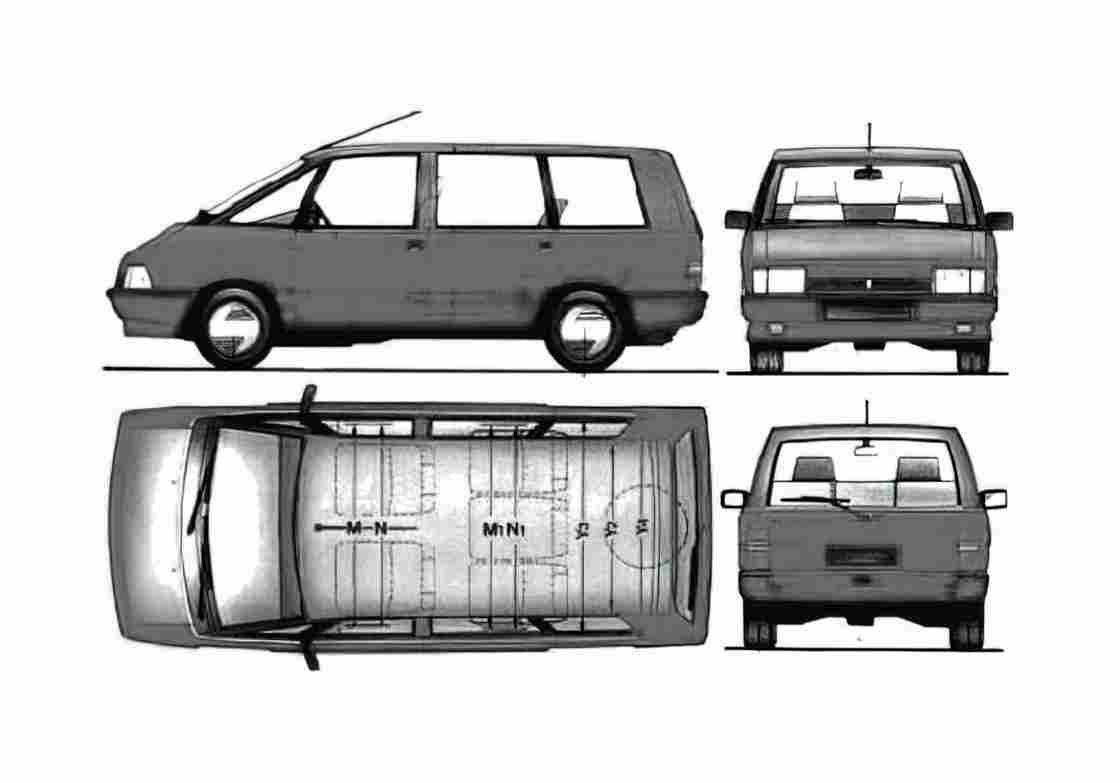 Blueprint Renault Espace I Minivan 1988 A4 Photo Print