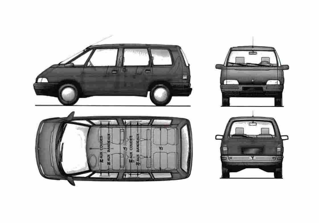 Blueprint Renault Espace II F1 Minivan 1991 A4 Photo Print