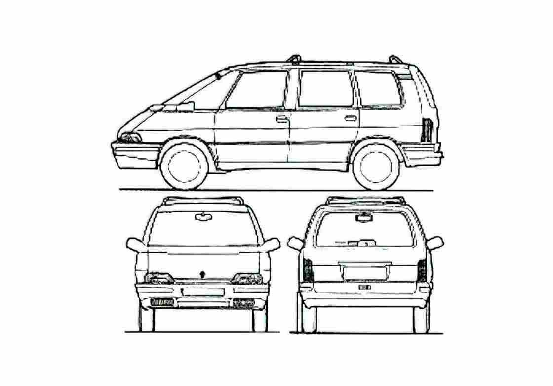 Blueprint Renault Espace II Minivan 1991 A4 Photo Print