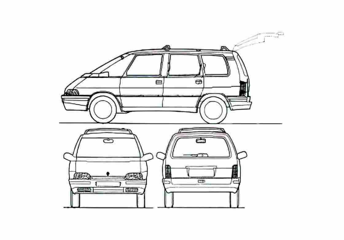 Blueprint Renault Espace II Minivan 1995 A4 Photo Print