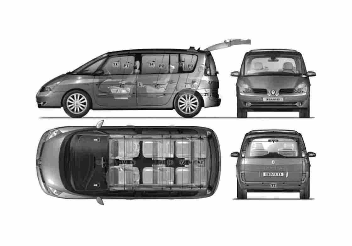 Blueprint Renault Espace IV Minivan 2009 A4 Photo Print