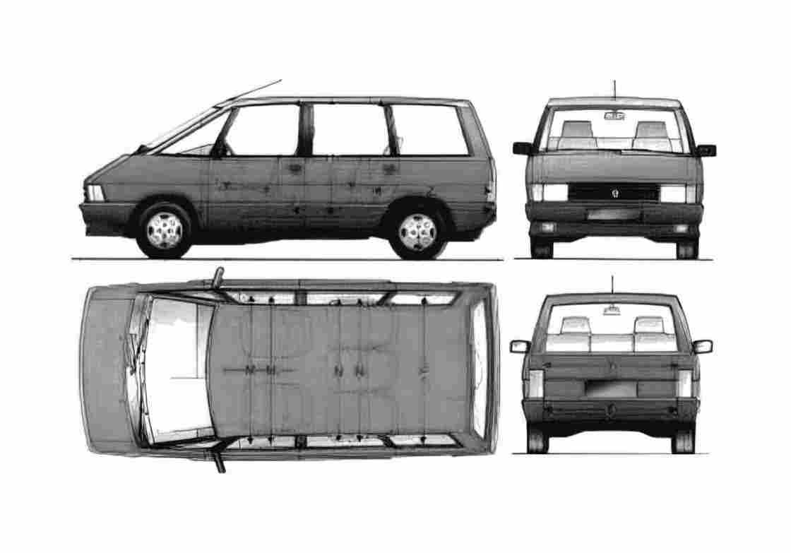 Blueprint Renault Espace Minivan 1985 A4 Photo Print