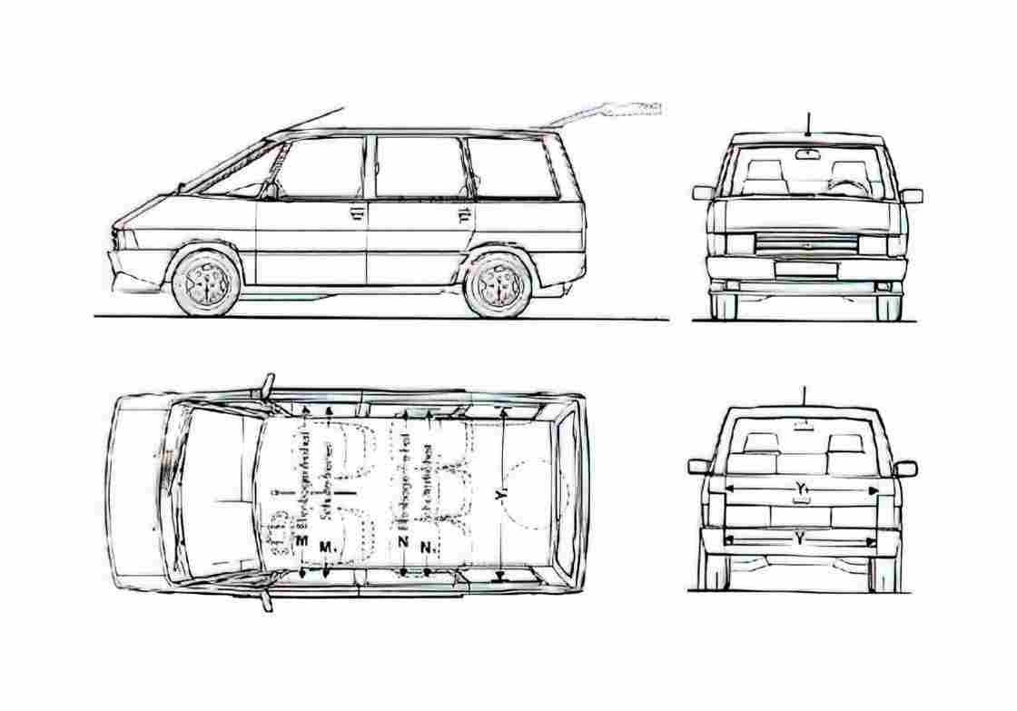 Blueprint Renault Espace Minivan 1994 A4 Photo Print