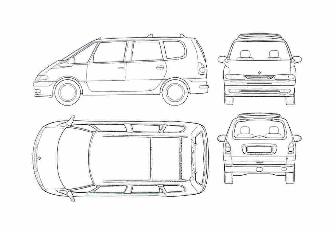Blueprint Renault Espace Minivan 1999 A4 Photo Print