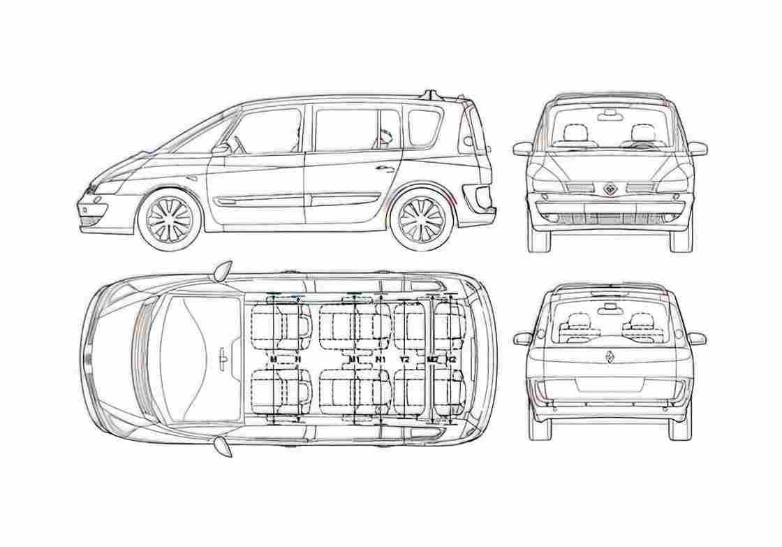 Blueprint Renault Espace Minivan 2006 A4 Photo Print