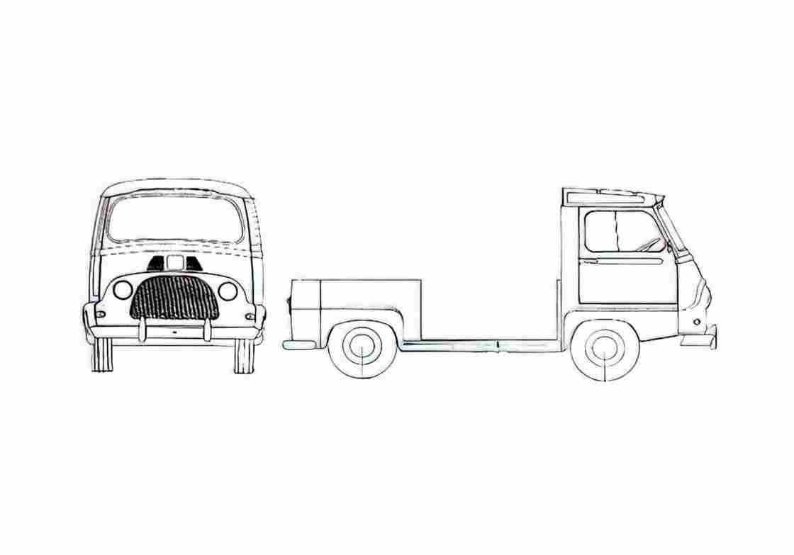 Blueprint Renault Estafette Base Chassis Truck 1965 A4 Photo Print
