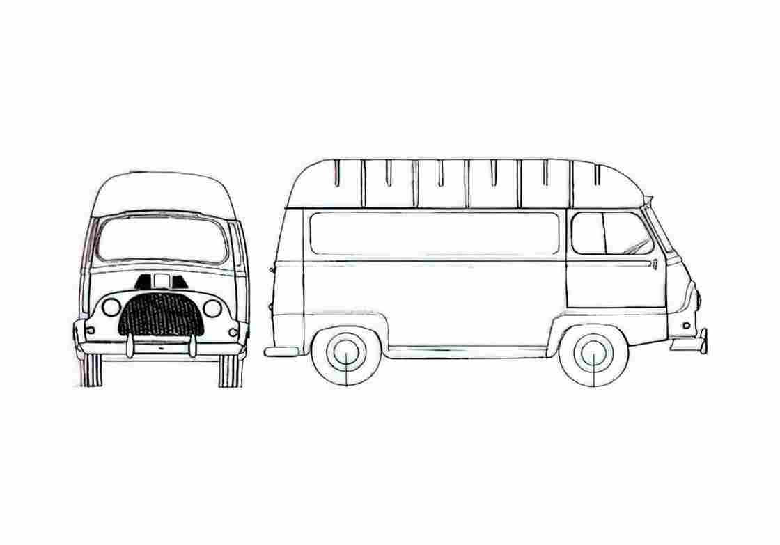 Blueprint Renault Estafette Fourgon Hifh Roof Van 1965 A4 Photo Print