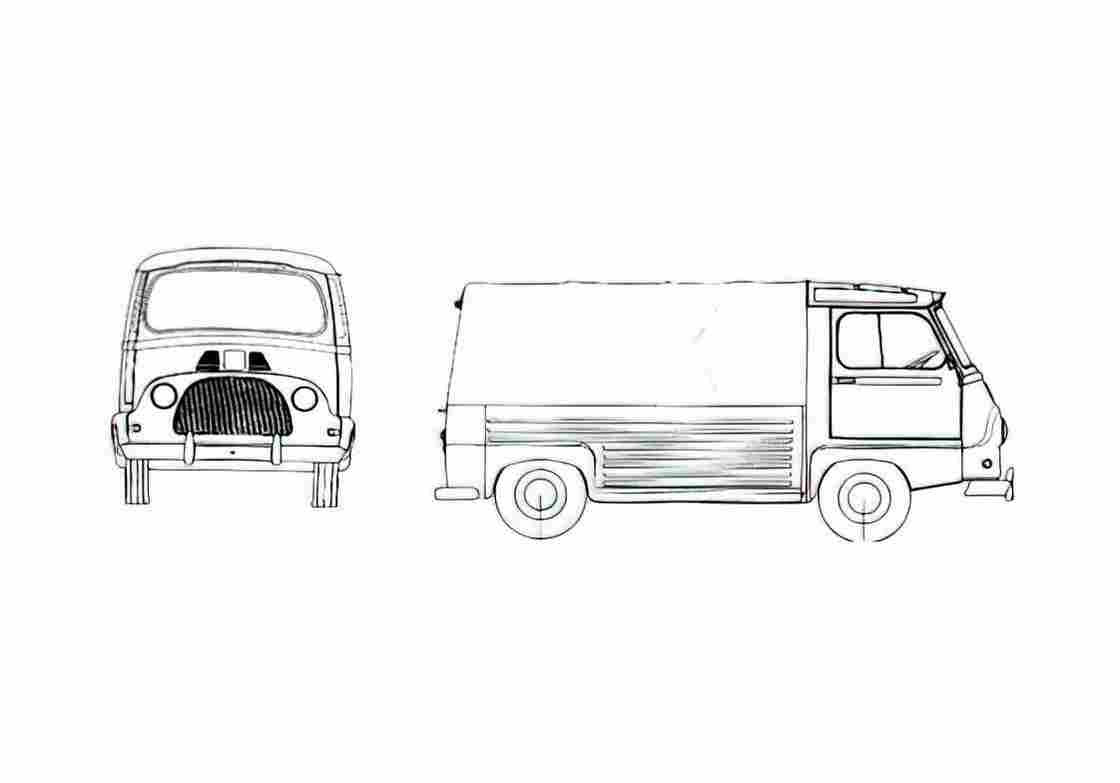 Blueprint Renault Estafette Pick up 1965 A4 Photo Print