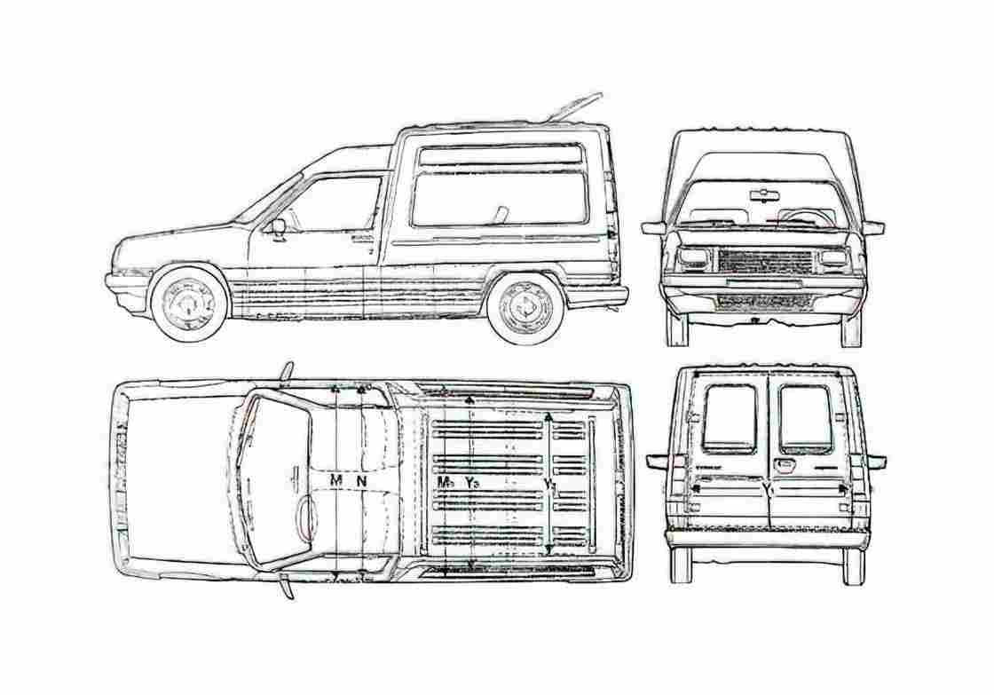 Blueprint Renault Express Van 1992 A4 Photo Print